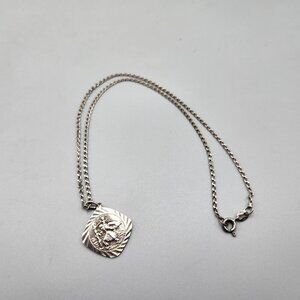Sterling Silver St Christopher Pendant on 16" Rope Chain 5.1 Grams Italy 925